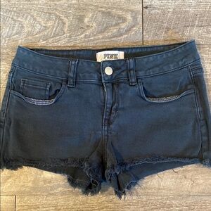 PINK Victoria's Secret Black Micro Jean Shorts Frayed Hem